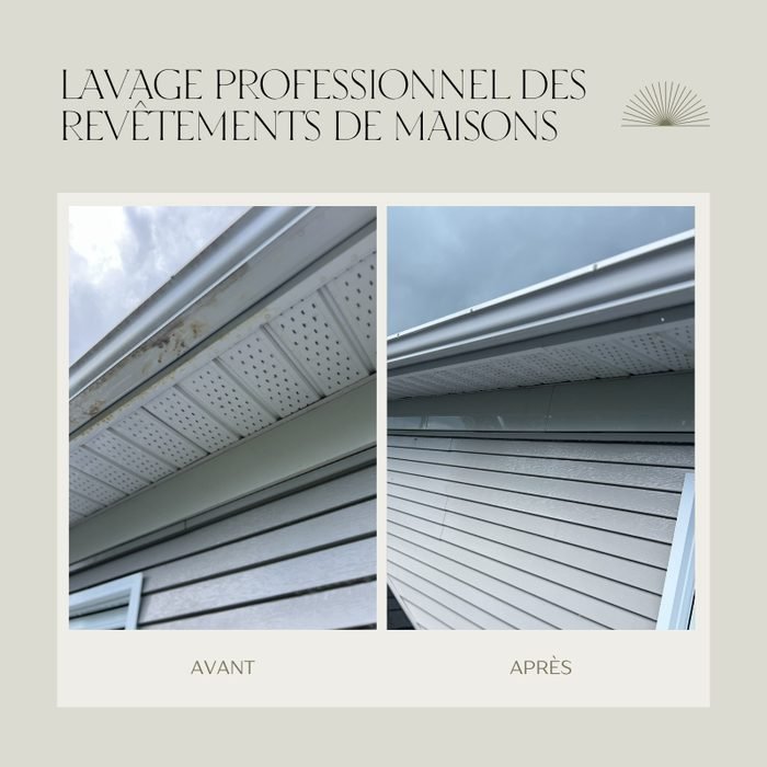 Revêtement extérieur de maison avant et après nettoyage